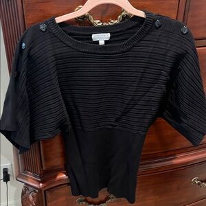 Joseph A Black Textured Women's Blouse